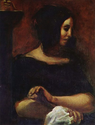 Portret van George Sand door Ferdinand Victor Eugene Delacroix